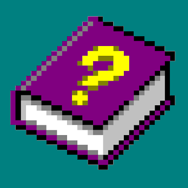 Pixel art book with question mark cover